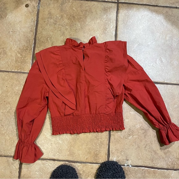 Zara | Ruffle Peasant Top Size; Small - Picture 4 of 4
